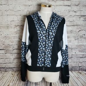 PINK Victoria's Secret Black and Blue Floral Hoodie
